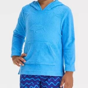 Shark Blue Hooded Terry Cloth Cover-Up Size 3T